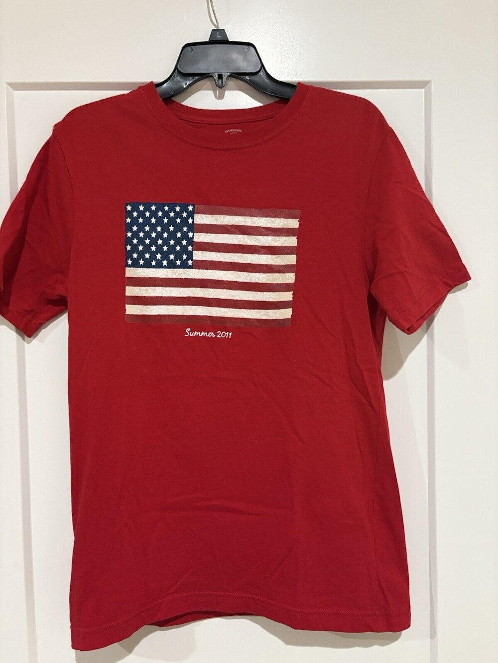 Faded Glory American Flag Graphic T-Shirt Red USA Patriotic Short Sleeve Size S
